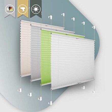 Plissee ohne Bohren Klemmfix 80x100cm(BxH) Weiß Jalousie Sonnenschutz Easyfix Faltrollo Lichtdurchlässig Rollo für Fenster & Tür  