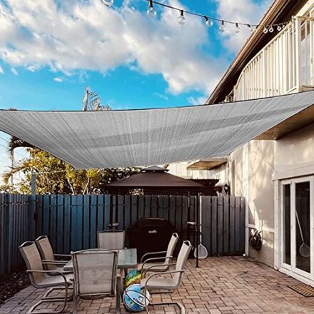 Dripex Sonnensegel Sonnenschutz Set inkl Befestigungsseile Rechteckig Wasserabweisend Polyester Imprägniert 95% UV Schutz Windschutz Wetterschutz für Balkon Garten Terrasse 4x6 m Grau  